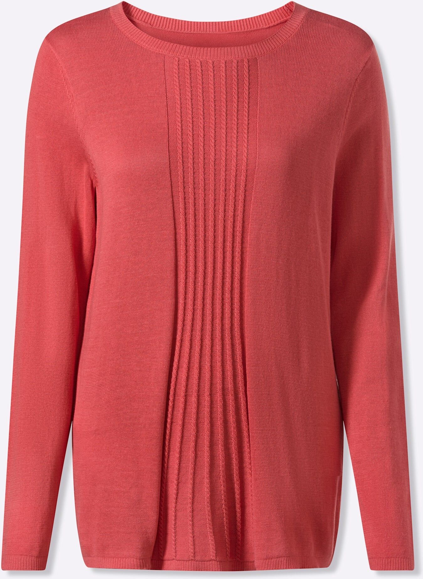 Strickpullover CLASSIC BASICS "Pullover", Damen, Gr. 52, rot (grapefruit), 100% Baumwolle, unifarben, Pullover Strickpullover grapefruit 52