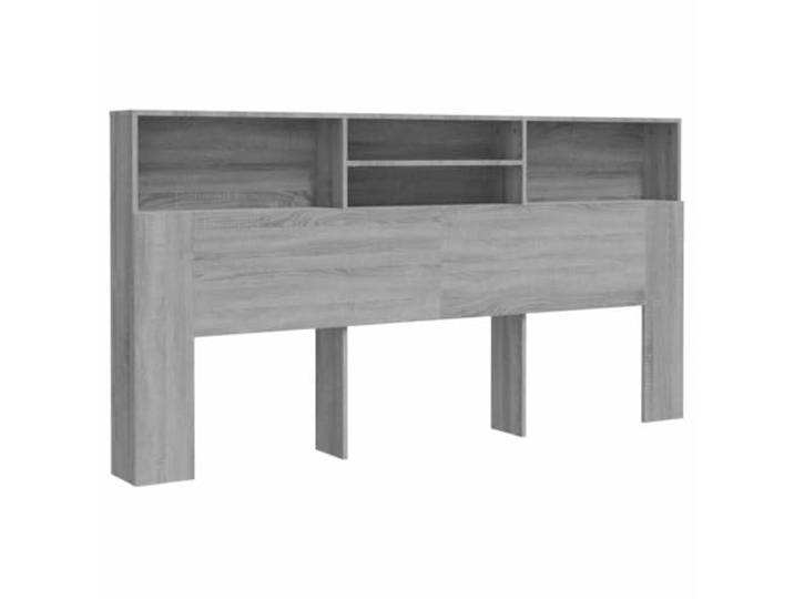 Makastle Kopfteil mit Ablagen Grau Sonoma 200x19x103,5 cm 4 Offene Fächer