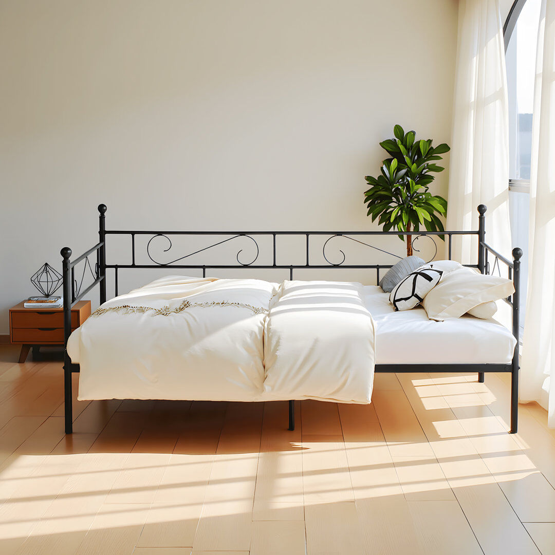 Langley Street Single Steel Daybed Black Single (3')