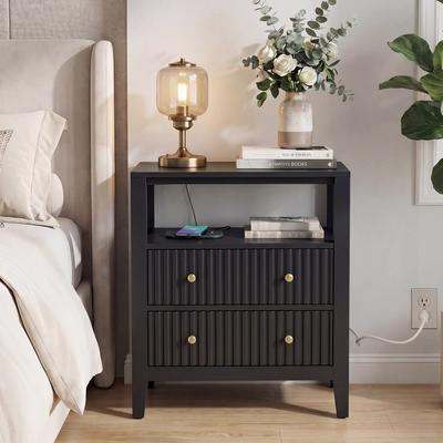 Royalcraft Fluted Nightstand with Charging Station