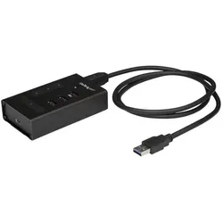 StarTech 4 Port USB Hub - Metall - USB-A zu 3x USB-A und 1x USB-C - USB 3.0 - Industrieller USB Hub - USB... (USB-B, 4 Ports), Dockingstation + USB Hub, Schwarz