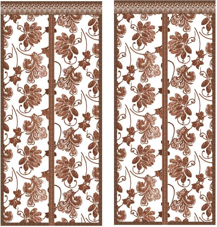 INF Magnetischer Türvorhang, Kaffee-Pfingstrosen-Stickerei, 80 cm x 200 cm