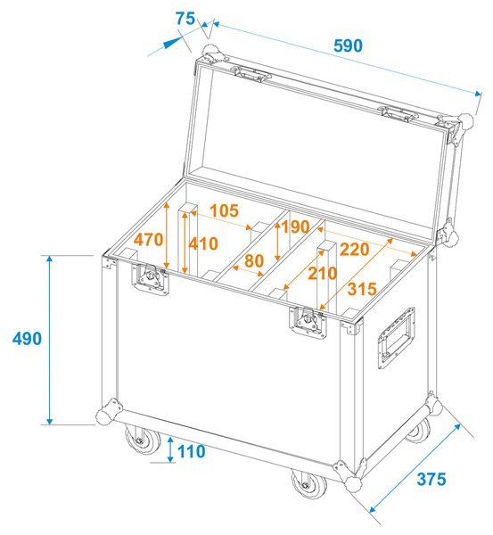Roadinger Flightcase 2x TMH-XB-280 nero laminato