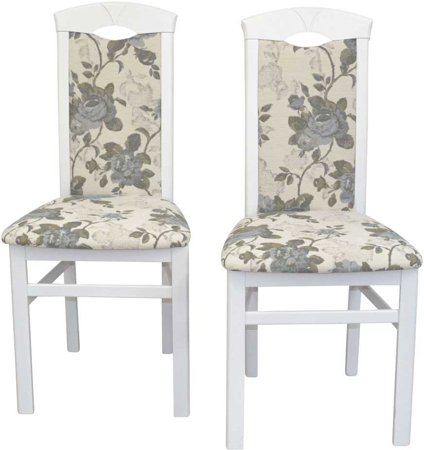 Pharao24.de Esstisch Stühle geblümt in Beige und Weiß hoher Lehne (2er Set)
