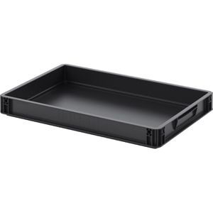 AUER Eurobox ESD EG 64/75 HG, schwarz, 15 Liter, elektrisch leitfähig, geschlossene Griffe, 60 x 40 x 7,5cm