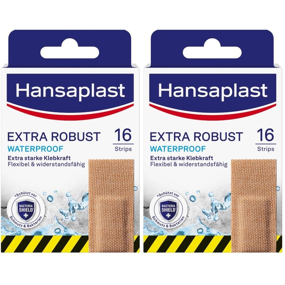 Hansaplast extra robust wasserdicht Pflasterstrips 2x 2x16 St Pflaster