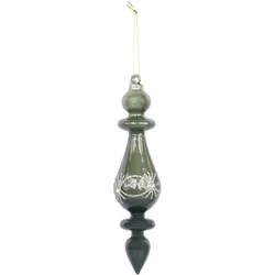 Chic Antique Ornament aus Glas mit Glitzer, H17/Ø 4,5 cm, verte