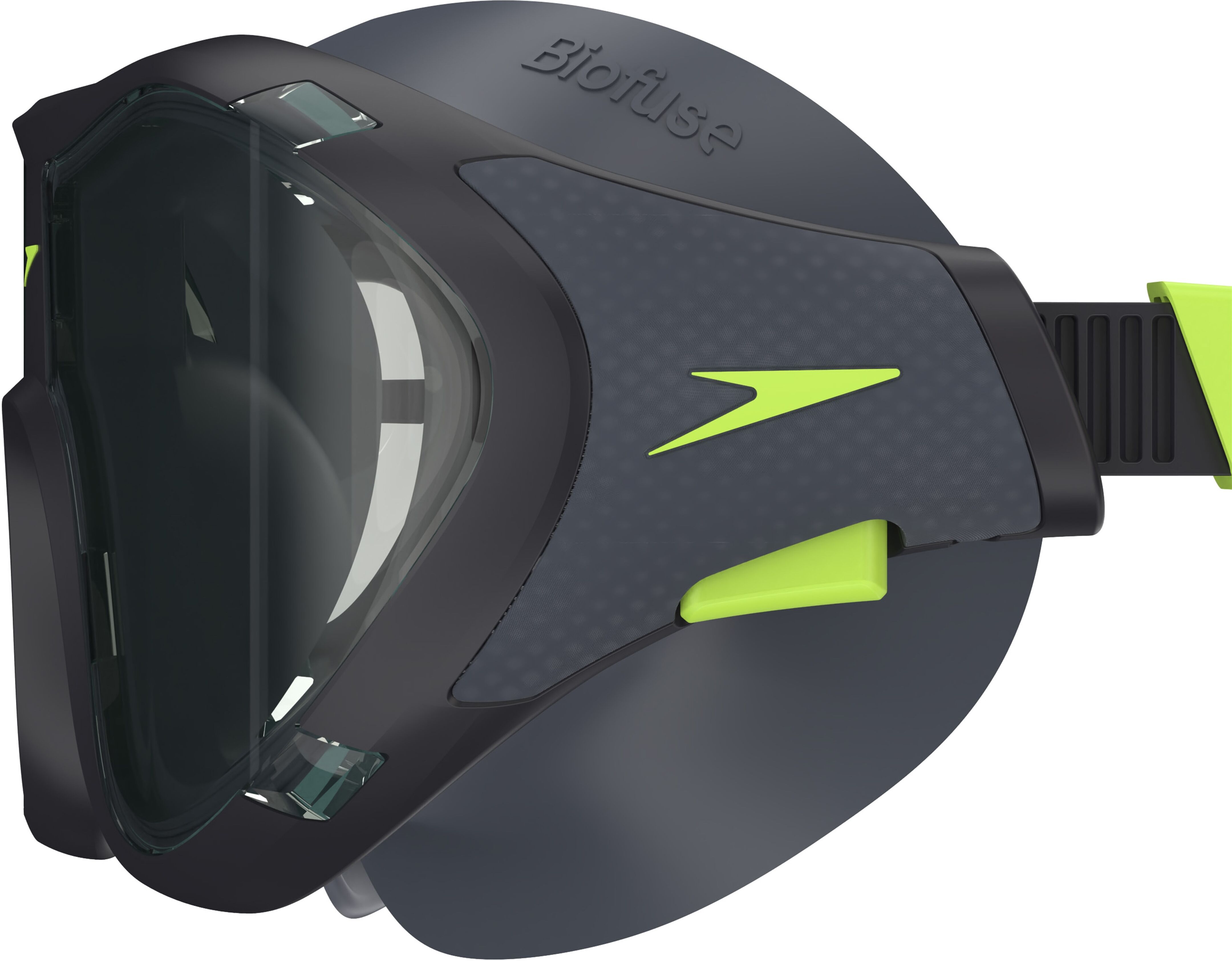 Taucherbrille SPEEDO, schwarz (schwarz, stee), Sportbrillen, Taucherbrille, mit gebogenem Glas