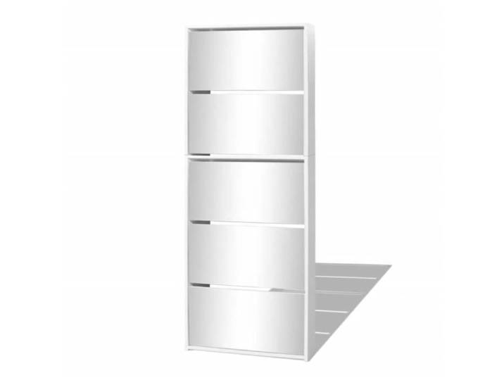 Meuble à chaussures - OMABETA - M04581 - 5 étagères - Miroir - Blanc