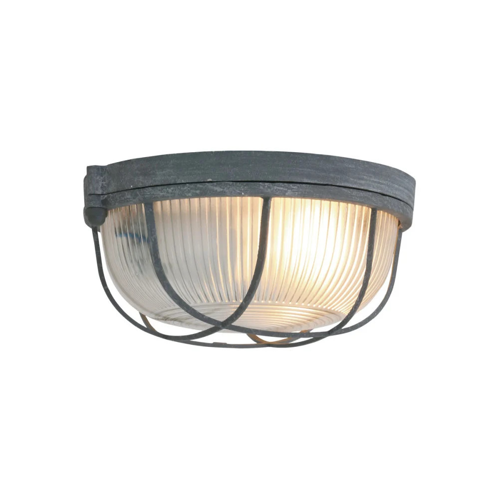 Mexlite Bullseye Plafondlamp Grijs met Glas en Metaal, Dimbaar, Diameter: 17 cm