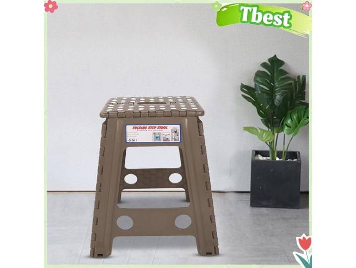 Tbest tabouret en plastique Tabouret pliant à pois en plastique chaise pliable jeux flotteur point Café noir à taches blanches