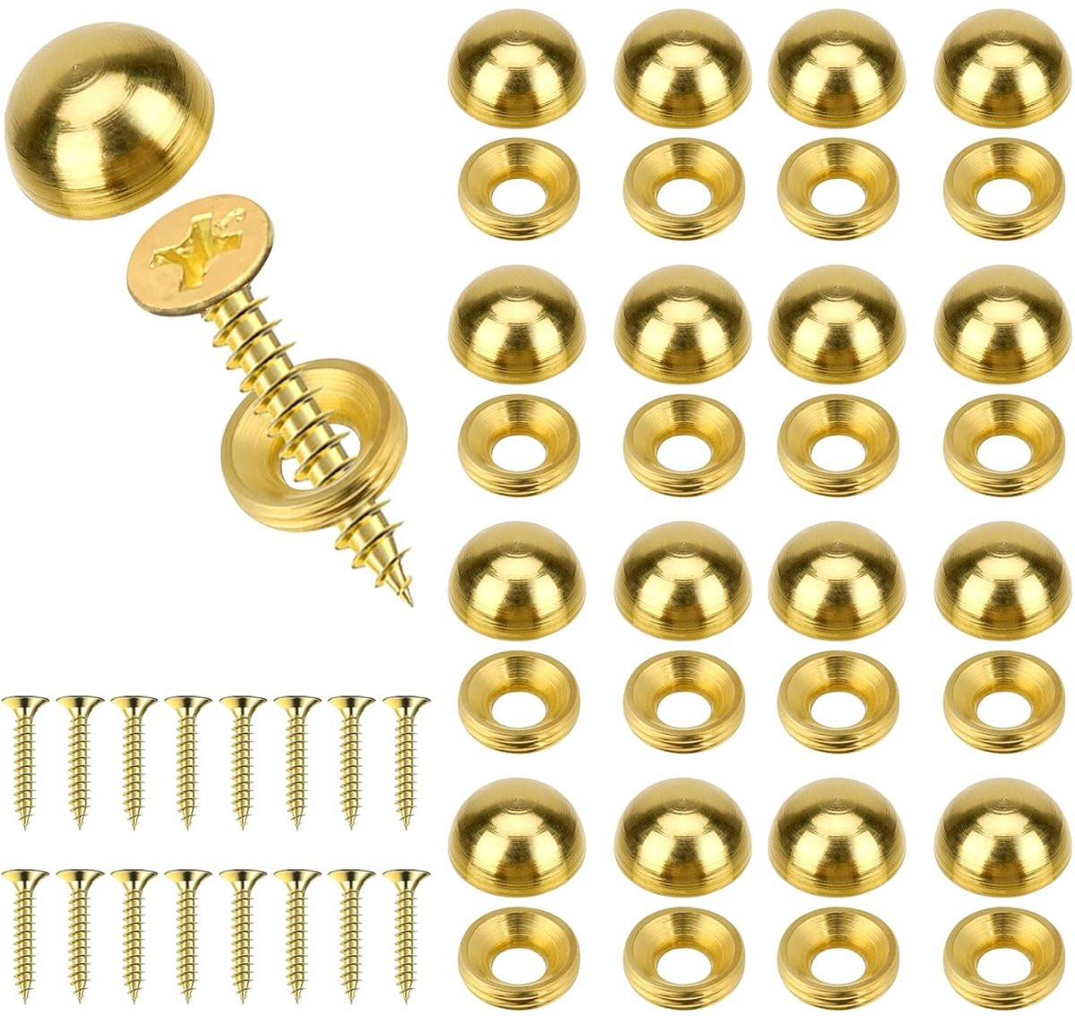 16 stuks decoratieve messing zelftappende schroeven met doppen voor meubels en spiegels, 15 mm