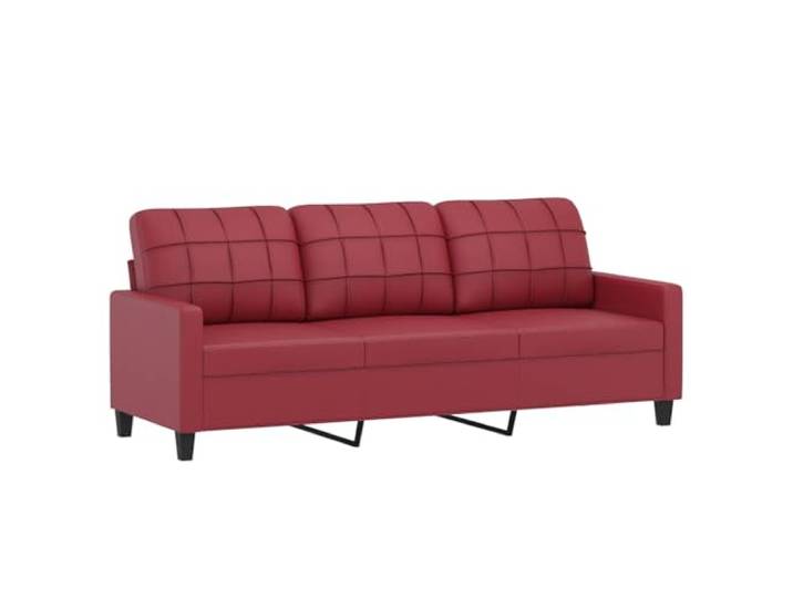 Todiikf 3-Sitzer-Sofa Kunstleder Weinrot Couch mit Metallgestell 180 cm Komfortable 3-Sitzer Kunstledercouch für Wohnzimmer und Büro mit dick gepolsterten Kissen und weinrotem Design.