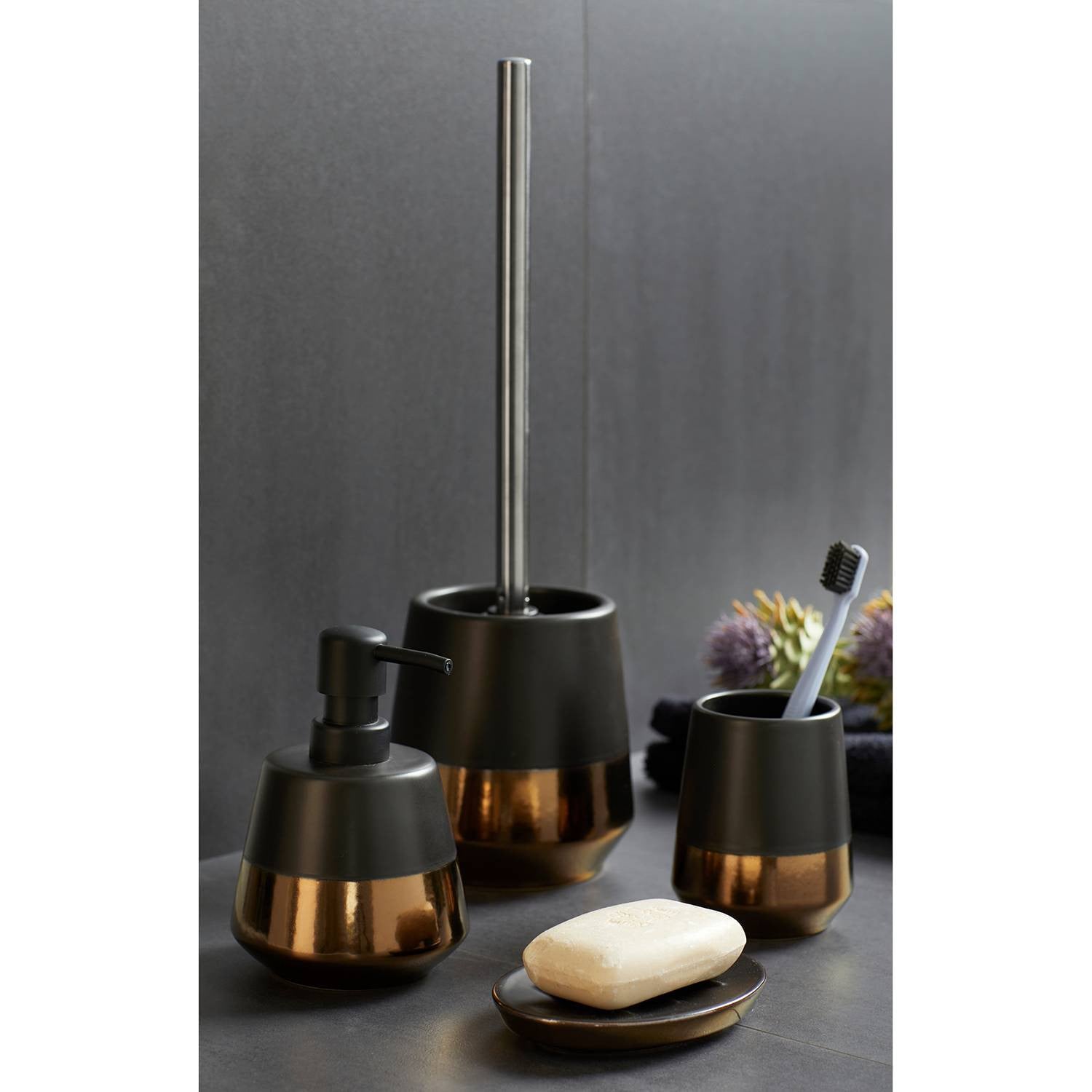WENKO Zeepdispenser Brandol zwart keramiek B: 9 cm, D: 14 cm, H: 9 cm