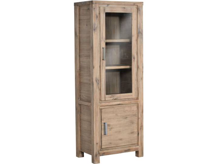 Vitrine GUTMANN FACTORY Tunis , beige (sandfarben), B:67cm H:180cm T:45cm, Holz teilmassiv, Schränke, Vitrine, Höhe 180 cm