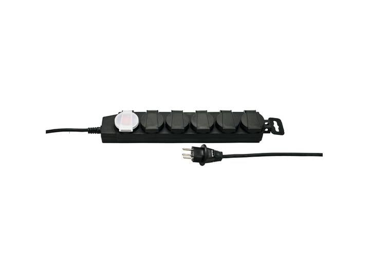 STEBA DRY Steckerleiste Dry 5xT13 mit Schalter IP21 - Farbe: Schwarz - Material: Kunststoff
