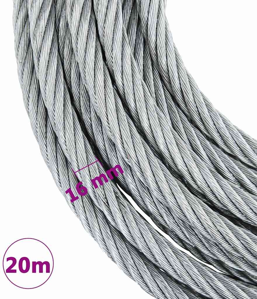 vidaXL Câble métallique 3200 kg 20 m