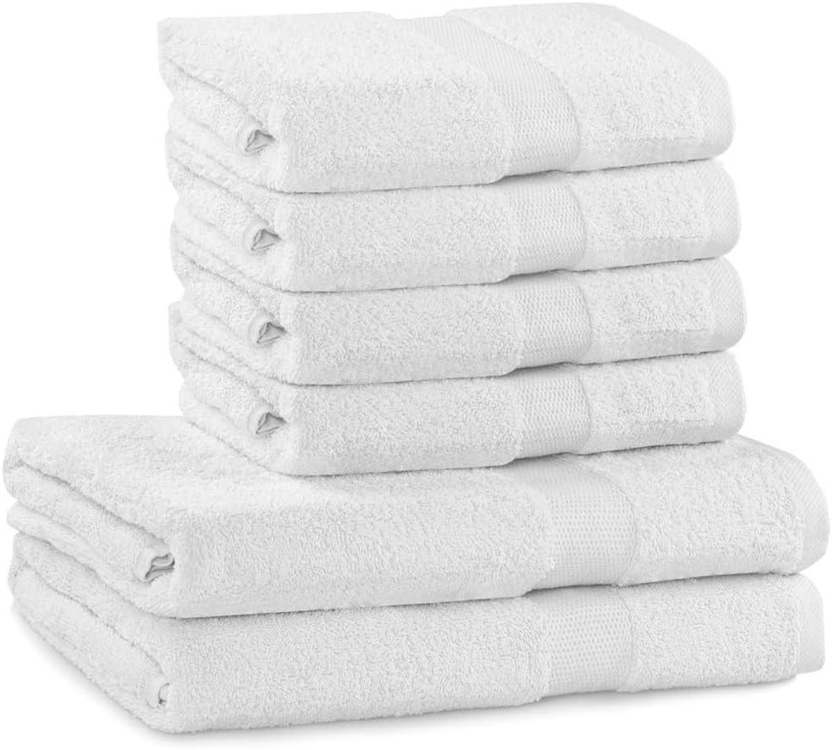 6-delige witte katoenen handdoekenset met hoge absorptie