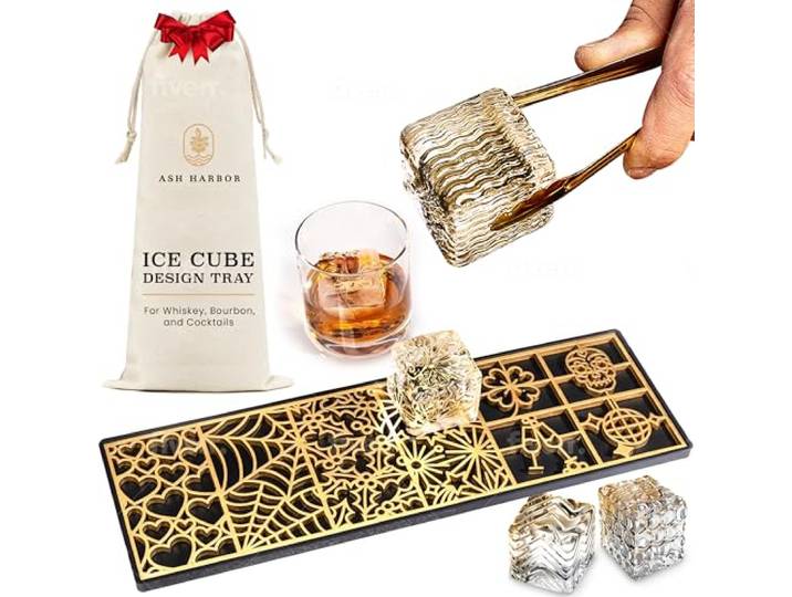 Ash Harbor Eiswürfelbereiter, moderne, transparente Eisformen für Bourbon und Cocktails in 5 Sekunden, Whiskey-Form, Würfelstempel, Barkeeper-Zubehör, Kupfer-Eispresse