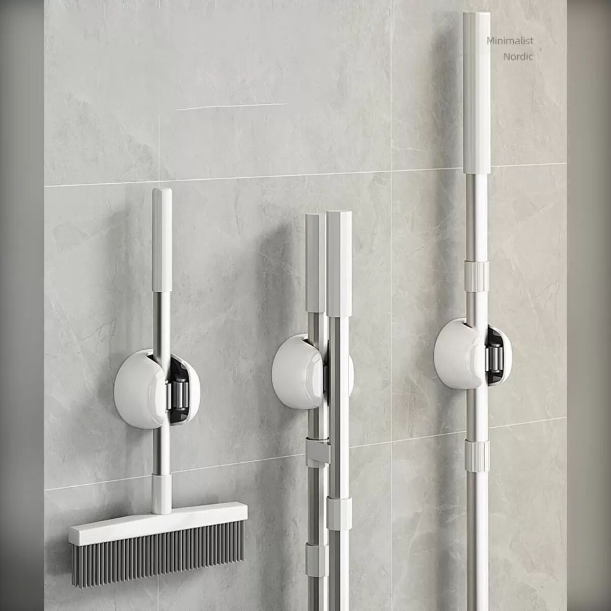 INF 3er-Pack spurlos anbringbarer, bohrfreier Mopphalter – PVC + Silikon, mehrfarbig, Tragkraft 30 Jin Weiß+Orange