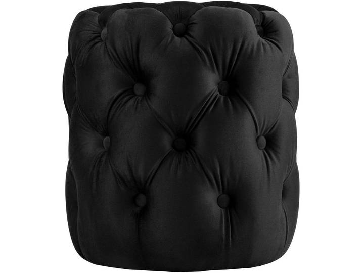 CLP Sitzpouf rund Samt Schwarz, Holz, Rund, 42x46x42 cm, Poufs