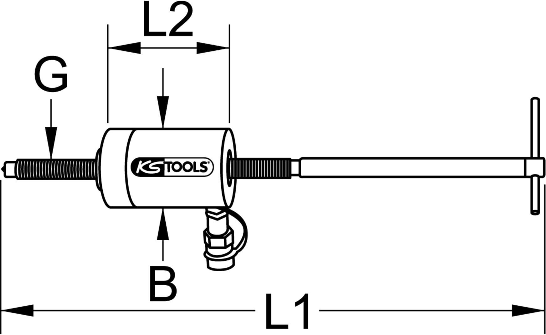 KS Tools Hohlkolben-Hydraulik-Zylinder mit Spindel, 30 t (640.0180)