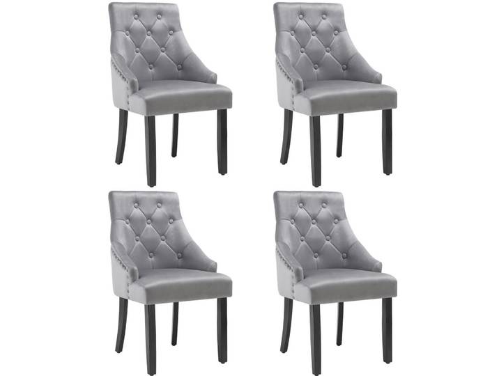 tectake Esszimmerstuhl 4er Set Everdeen,52 x 57 x 91 cm, hellgrau/schwarz, Hellgrau, Schwarz, Holz, Pappel, 52x91x57 cm, Esszimmer, Stühle