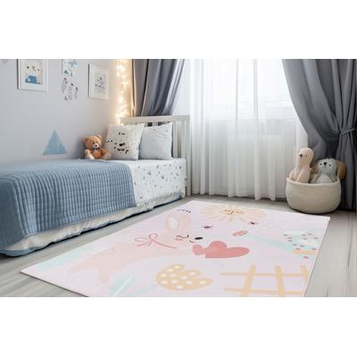 Kinderteppich OBSESSION "Magic Kids ML 106", rosa, B:115cm H:8mm L:160cm, Polyester, Teppiche, Kinderteppich, niedliches Hasen Motiv, waschbar, Kinderzimmer