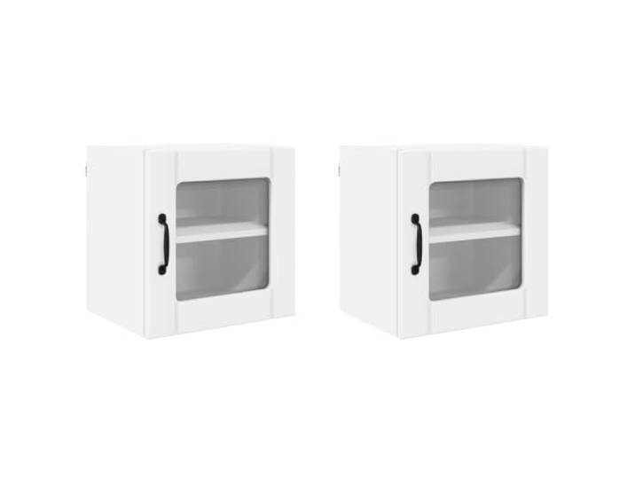 KGHFDVB Wandglas-Schrank Lucca 2 STK. 40 cm Weiß Holzwerkstoff mit 2 Türen Holzwerkstoff Weiß, je 2 Türen und 4 Regale, bis 120 kg pro Schrank, 16,67 kg Eigengewicht, für moderne Küchen