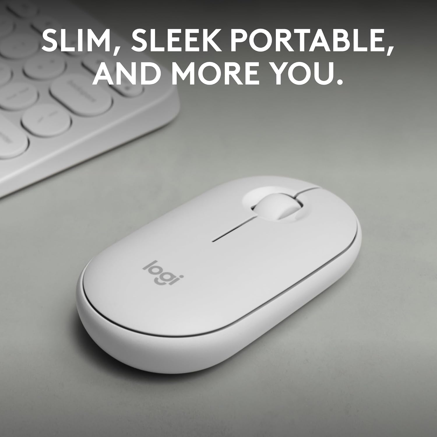 Logitech Pebble Mouse 2 M350s – Slim Bluetooth Wireless Mouse, White