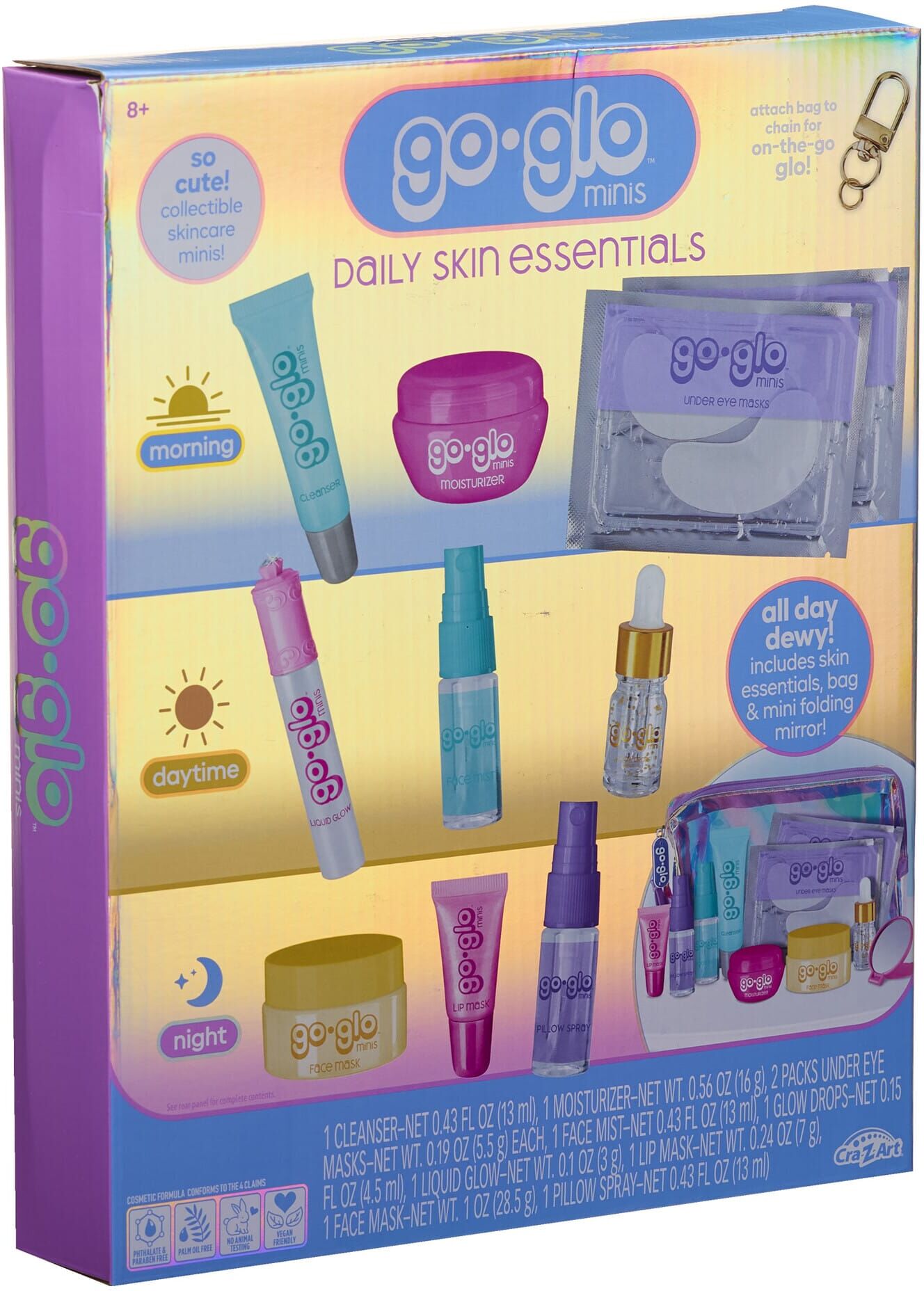 Shimmer n Sparkle Go Glo Minis 3-in-1 Skin Ritual Set for Kids, Ages 8+, Beauty-Themed Skincare Play, BPA Free, Character Options