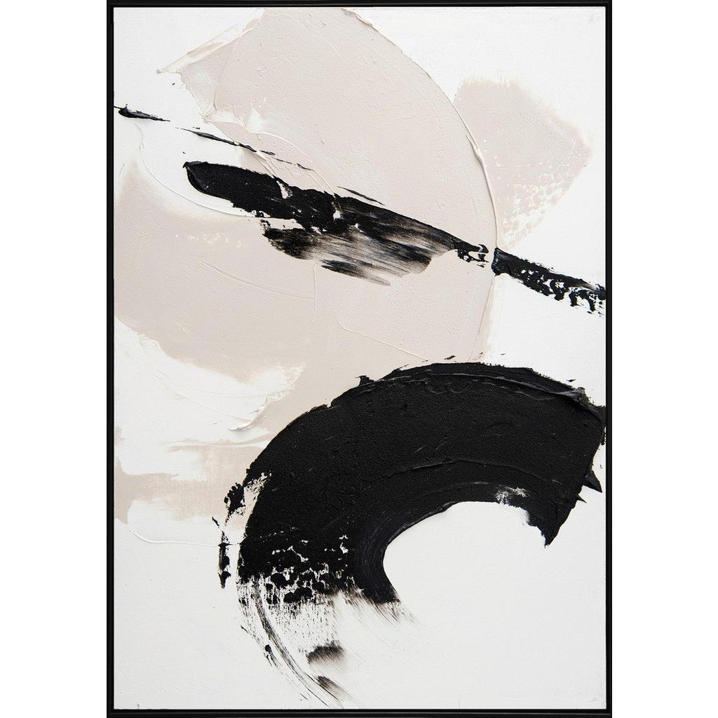 Monee Ölgemälde , Schwarz, Weiss , Holz, Kunststoff, Textil , Tanne , vollmassiv , rechteckig , 90x120 cm , handgemalt, einfache und schnelle Anbringung, gerahmt , Bilder & Rahmen, Bilder, Ölbilder