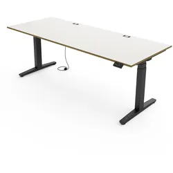 Yaasa Desk Expert, Multiplex Weiß/Schwarz, 180x80 cm - Elektrisch höhenverstellbarer Schreibtisch
