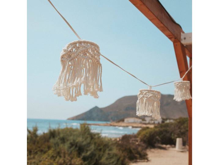 Newgarden Solar-Lichterkette Mykonos, weiß, IP44 Mykonos, weiß / opal, Textil / Stoff / Seide, Skandinavisch