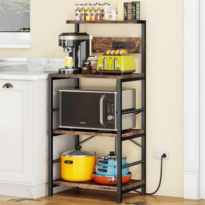 No "Bakers Rack with 3 Power Outlets - 15.75""D x 23.62""W x 51.18""H"