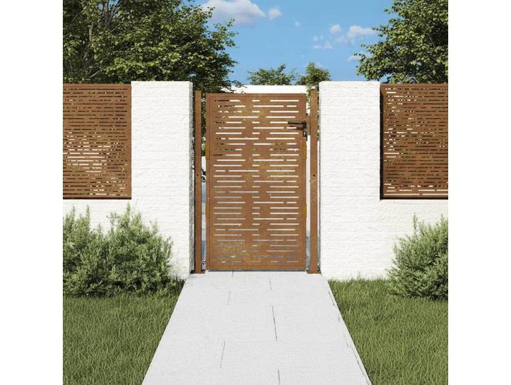 Portail de jardin en acier Corten 105x130 cm, design carré