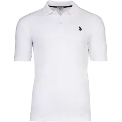 U.S. POLO ASSN. Herren Poloshirt - Piquet, Logo-Stickerei, Cotton Stretch Weiß / M
