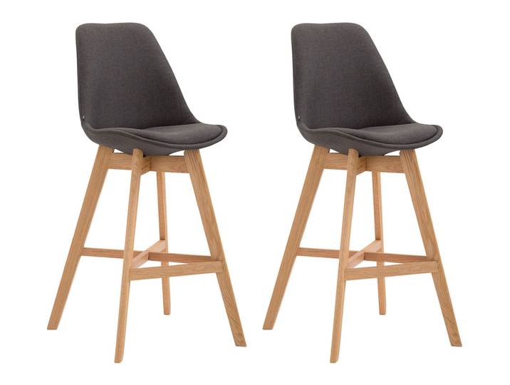 TPFLiving 2er Set Barhocker Canada Gestell natura Stoff - Dunkelgrau