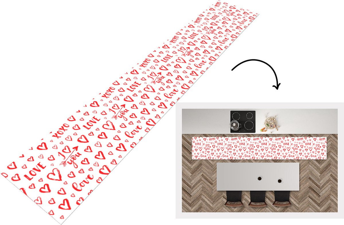 Keukenloper Love met Love-motief - Vinyl Keukenmat - 360 x 60 cm
