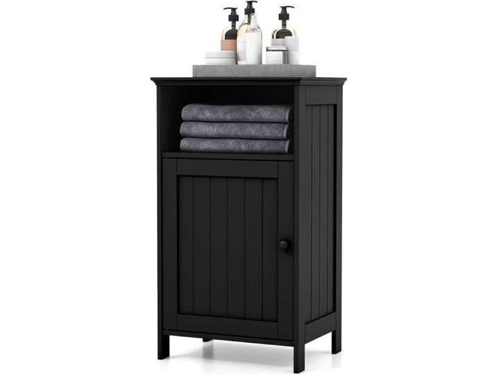 GOPLUS Armoire de Rangement pour Salle de Bain avec Étagère Réglable (Noir)