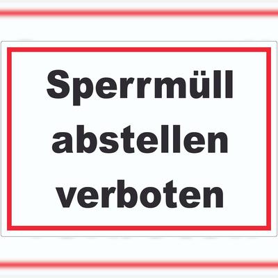 HB-Druck Sperrmüll abstellen verboten Aufkleber A4 (210x297mm)