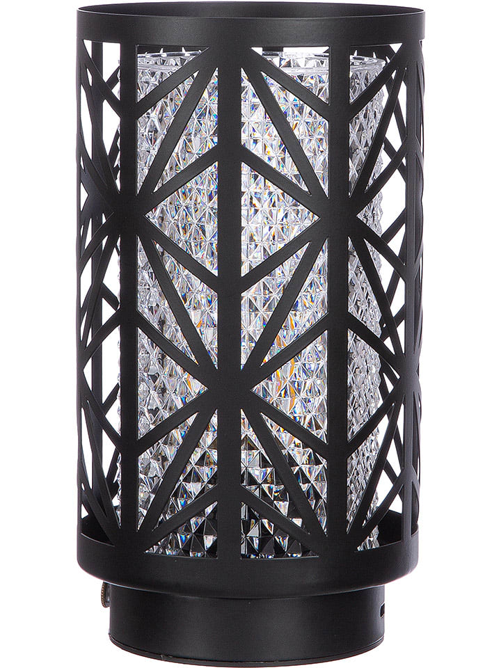 GILDE LED-Windlicht "Kristall" in Schwarz - (H)23 cm - onesize