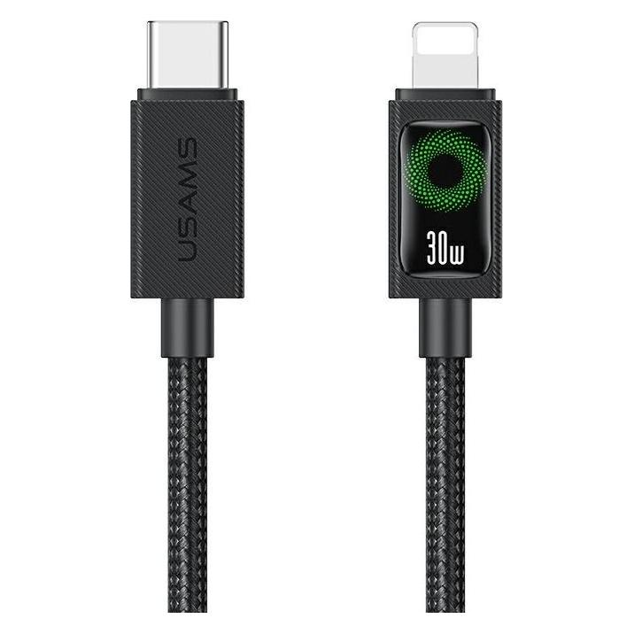 Usams Cable U92 30W USB-C to Lightning 1.2m black (1.20 m, USB 2.0, 30 W) (SJ774USB01)
