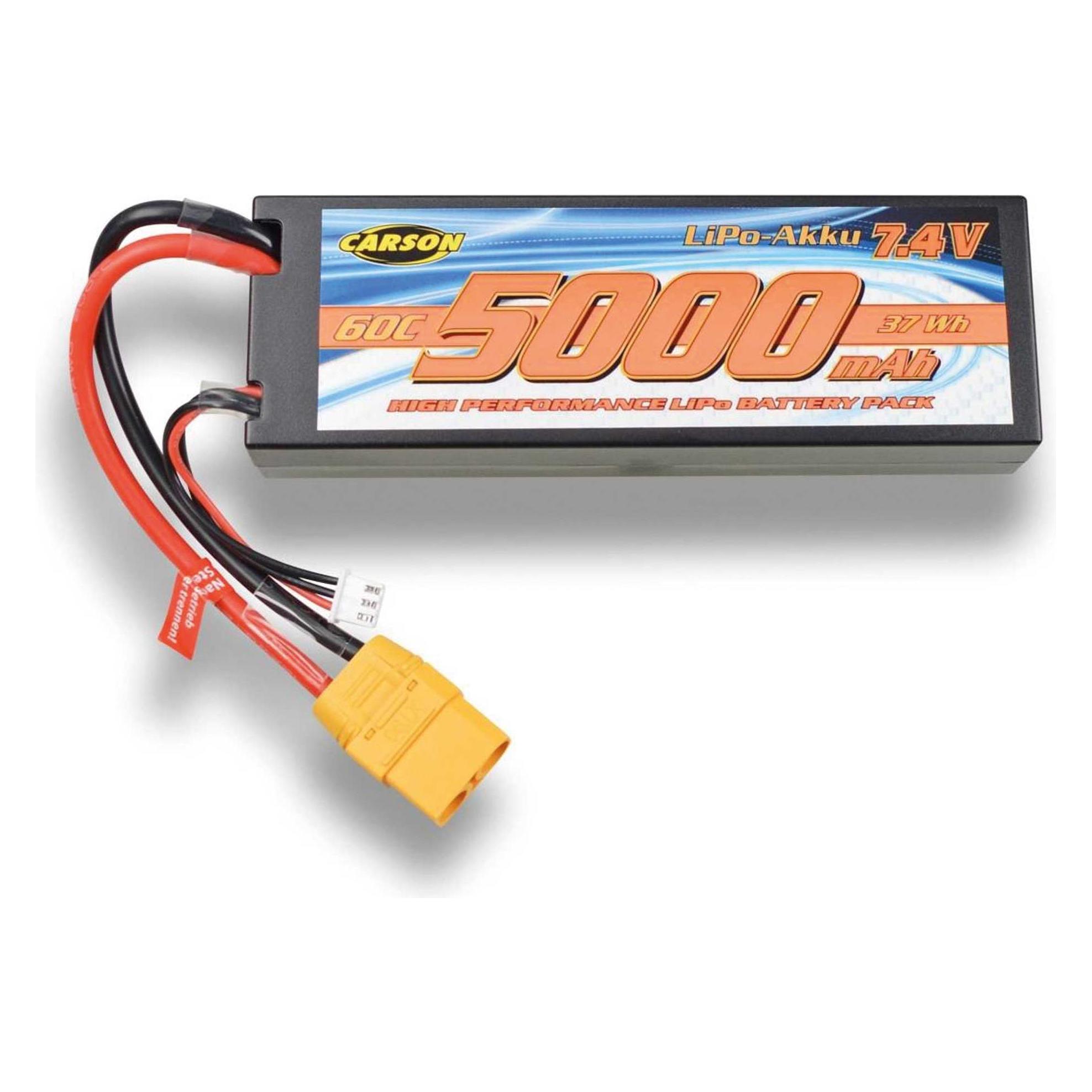 Carson 7,4V/5000mAh 60C LiPo Akku XT90 (5000 mAh, 7.40 V) (500608284)