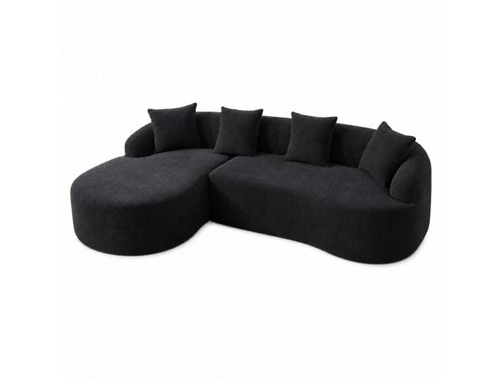 Wishdor 3-Sitzer Sofa Chenille Schwarz mit Vakuumverpackung, L-Form, 243x150 cm, Wohnzimmer, Sofas & Couches, Wohnlandschaften, Ecksofas