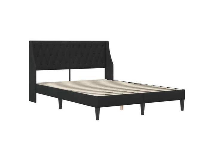 Lit Adulte double - Noir - Cadre de lit avec tête de lit Noir 140x200 cm Velours - Cadre durable_25.61kg_24566