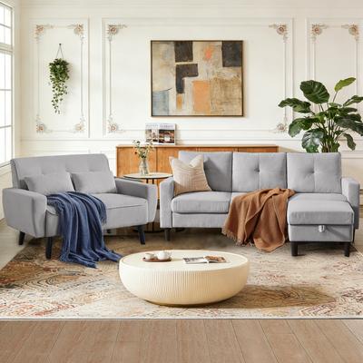 Jarenie 3 Pieces Living Room Set with Storage Ottoman