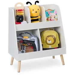 Relaxdays Weißes Kinderregal mit 5 Fächern Weiß,Hellbraun