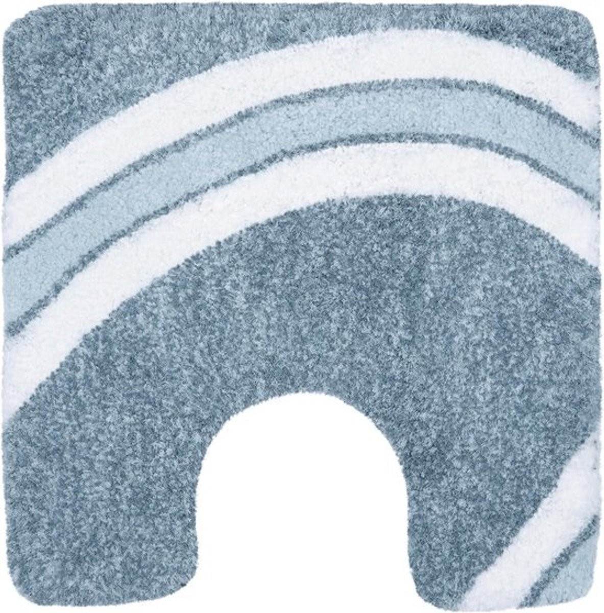 Luxe Hoogpolige Badmat met Antislip Onderkant en WC Uitsparing - Blauw - 55 x 55 cm