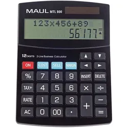 MAUL Tischrechner MTL 800 Solar Batterie 2-zeilig, 12 Ziffern schwarz